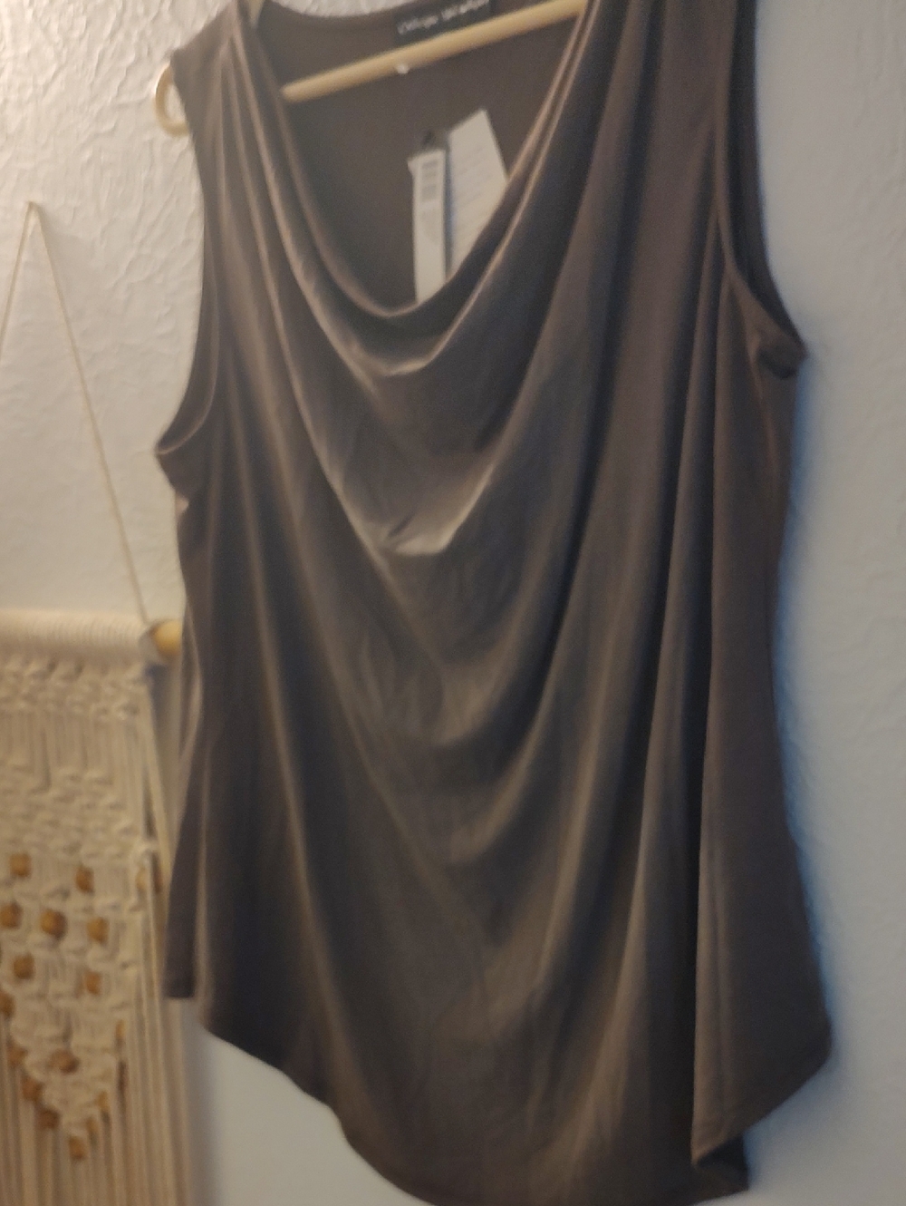 Catherine Malandrino Sleeveless Drape Neck Modal Soft, Breathable Top - Brown